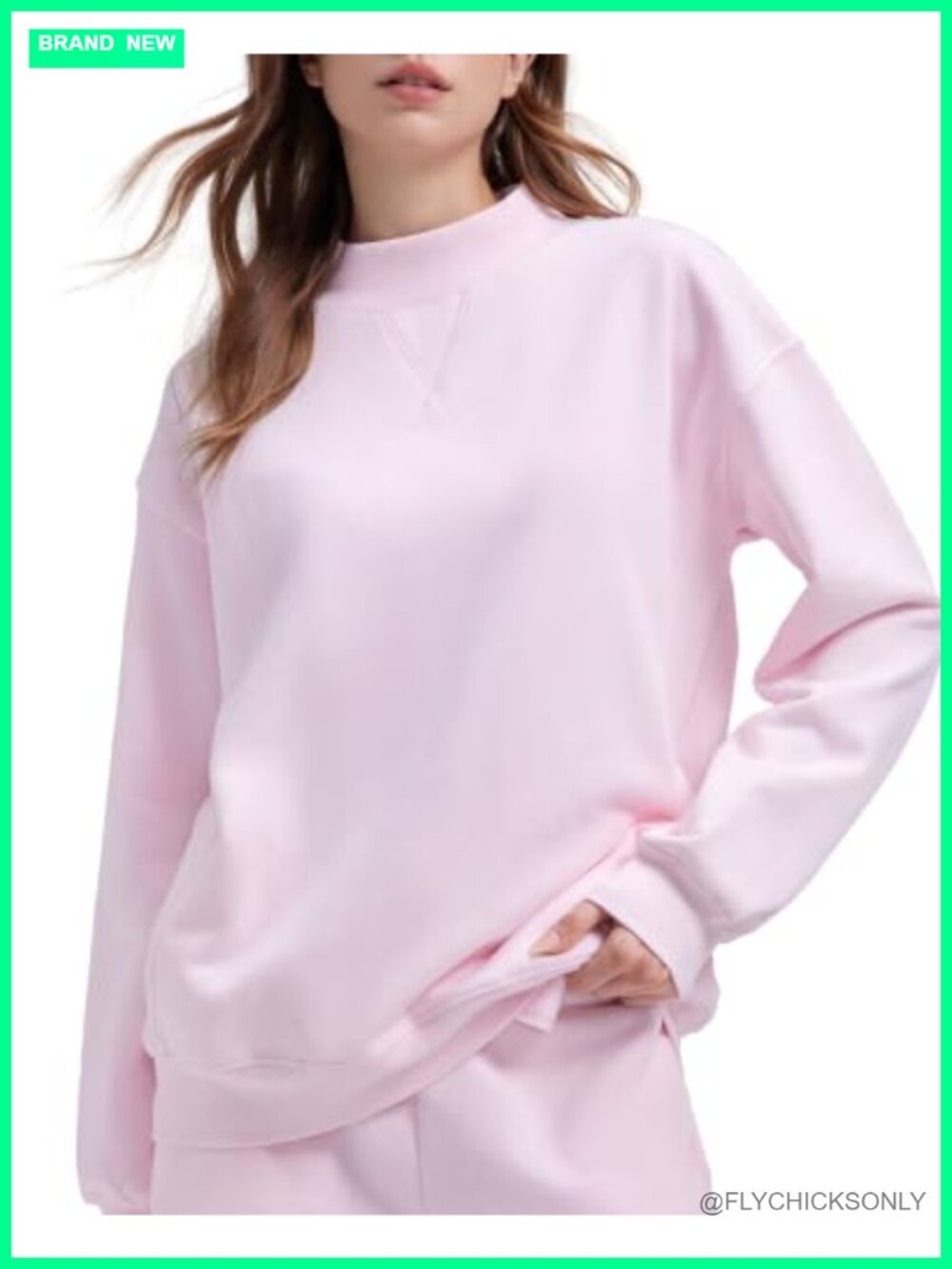 Women's 100% Cotton Mock Neck Oversized Sweatshirt Long Sleeve Pullover